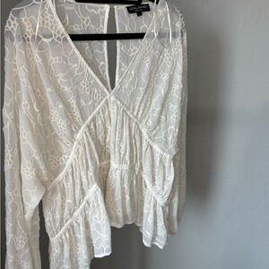 Central Park West White Lace Top